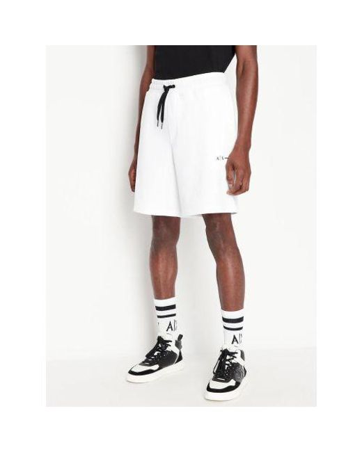 Armani Exchange White Logo Shorts for men