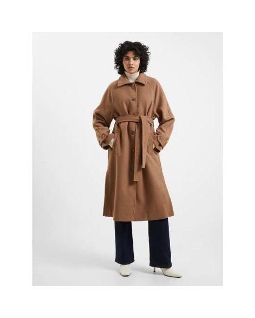 French Connection Brown Tobacco Fawn Felt Coat