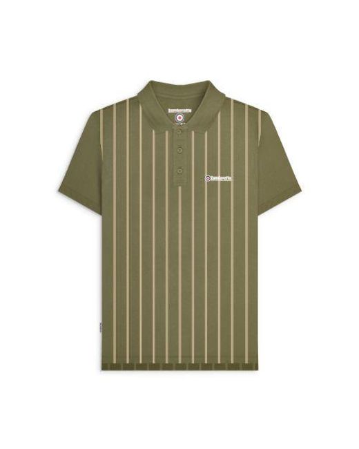 Lambretta Green Khaki Cream Pinstripe Polo Shirt for men