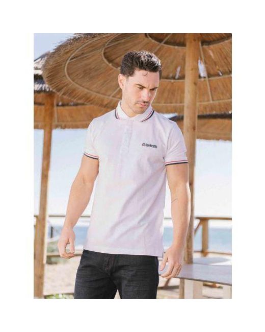 Lambretta White Twin Tipped Polo Shirt for men