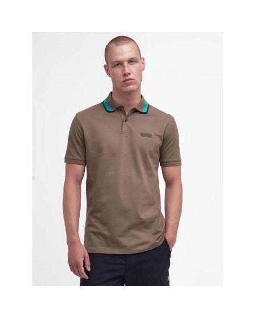 Barbour Brown Fossil Re-Amp Polo Shirt for men