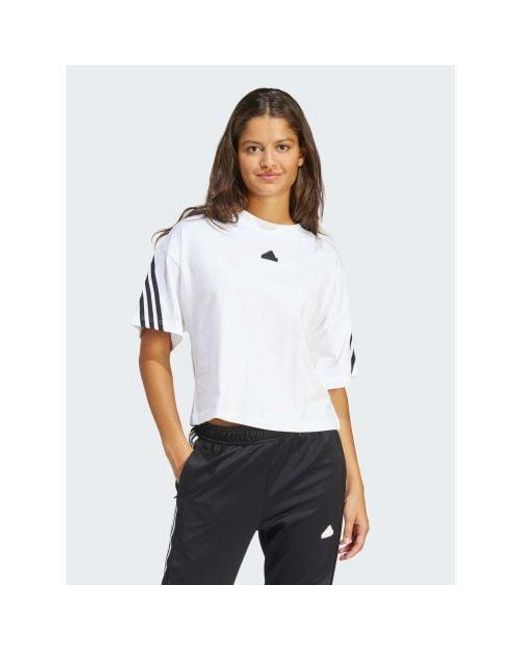 Adidas White Future Icons 3-Stripe T-Shirt