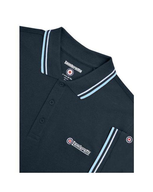 Lambretta Blue Twin Tipped Polo Shirt for men
