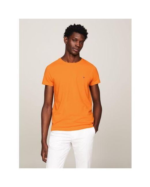 Tommy Hilfiger Orange Rich Ochre Stretch Slim Fit T-Shirt for men