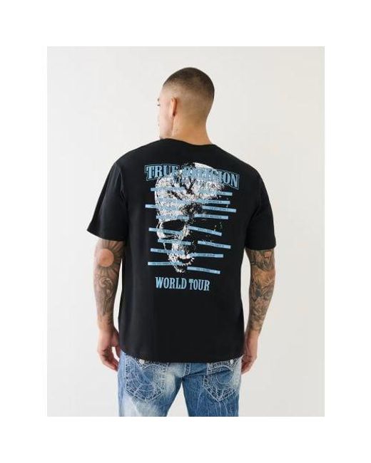 True Religion Black Jet Relaxed Fit Skull T-Shirt for men