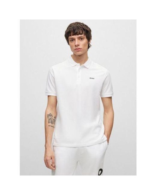 HUGO White Open Donos222 Polo Shirt for men