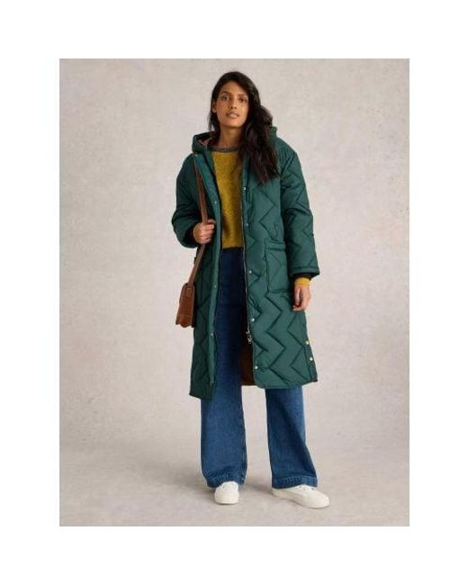 White Stuff Green Dark Sloane Quilted Coat