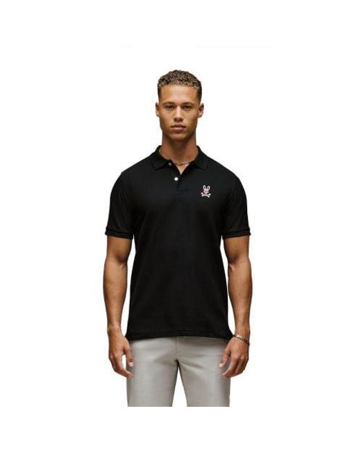 Psycho Bunny Black Mischief Bunny Pique Polo Shirt for men