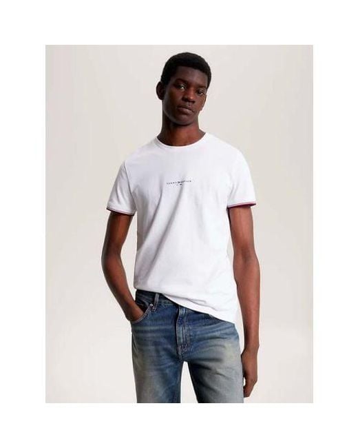 Tommy Hilfiger White Logo Tipped T-Shirt for men