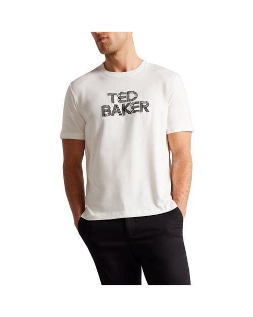 Ted Baker White Regular Fit Branded T-Shirt for men