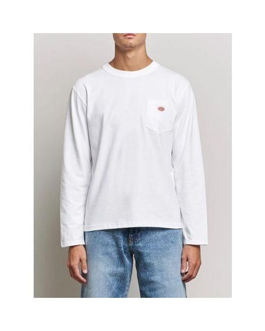 Armor Lux White Long Sleeve Pocketed T-Shirt for men