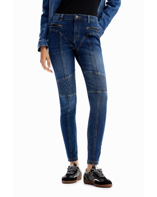Desigual Blue Slim Biker Jeans