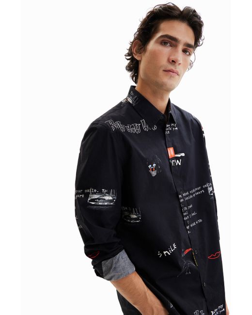 Desigual Arty Message Shirt in Black for Men | Lyst
