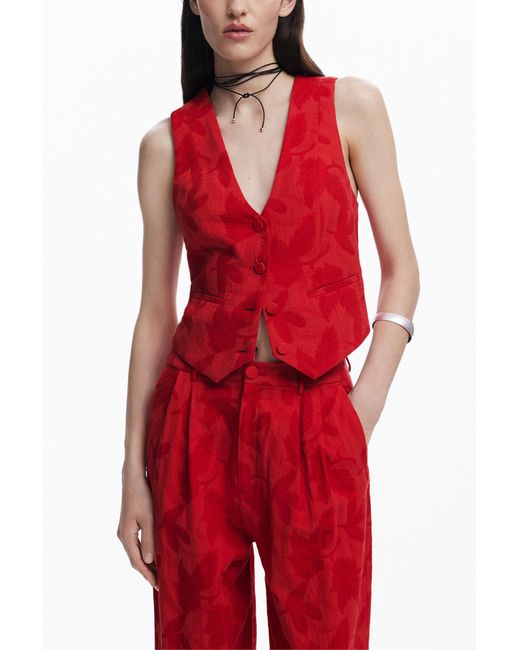 Desigual Red Printed Pleated Trousers