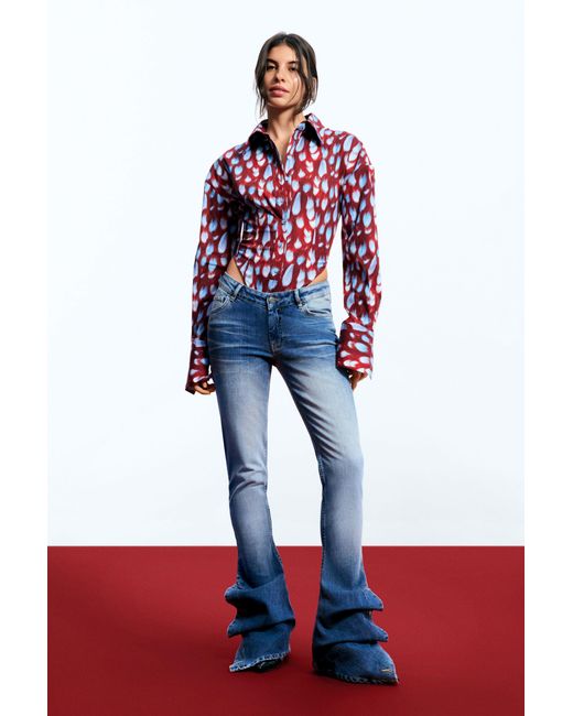 Desigual Red Egonlab Poplin Bodysuit Shirt, Cotton