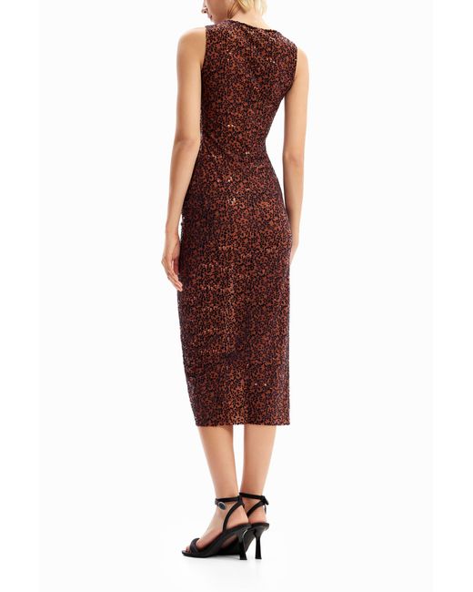 Desigual Brown Devoré Sequin Dress
