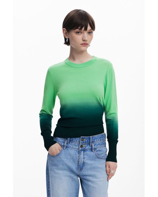 Desigual Green Gradient Lightweight Sweater