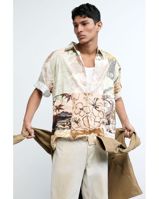 Desigual Natural Oriental Patch Shirt, Cotton for men