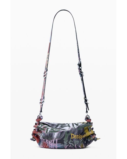 Desigual White Printed Arty Bag, Polyurethane