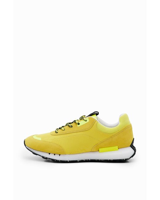 Desigual Yellow Rubberised Running Sneakers