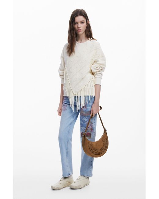 Desigual White Medium Perforated Bag