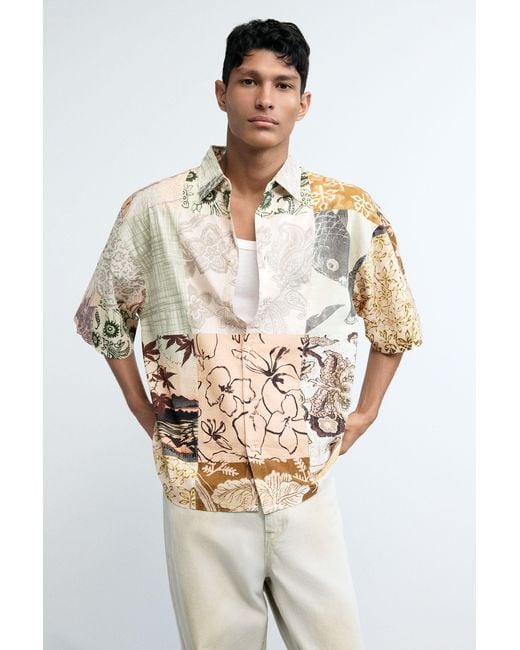 Desigual Natural Oriental Patch Shirt, Cotton for men