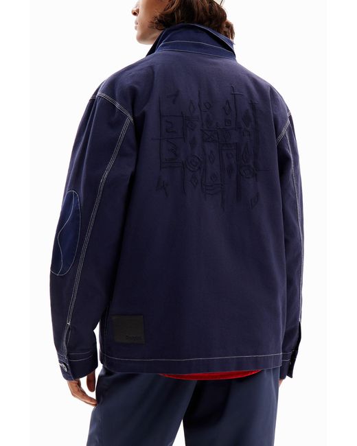 Desigual Blue Twill Worker Jacket, Cotton for men