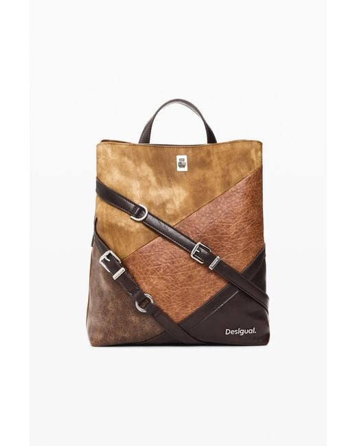 Desigual Brown Padded Medium Backpack, Polyurethane