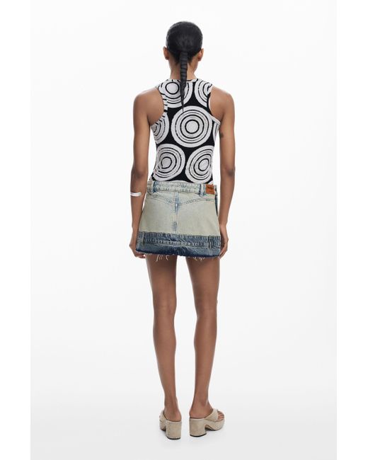 Desigual Blue Double-Waist Mini Skirt