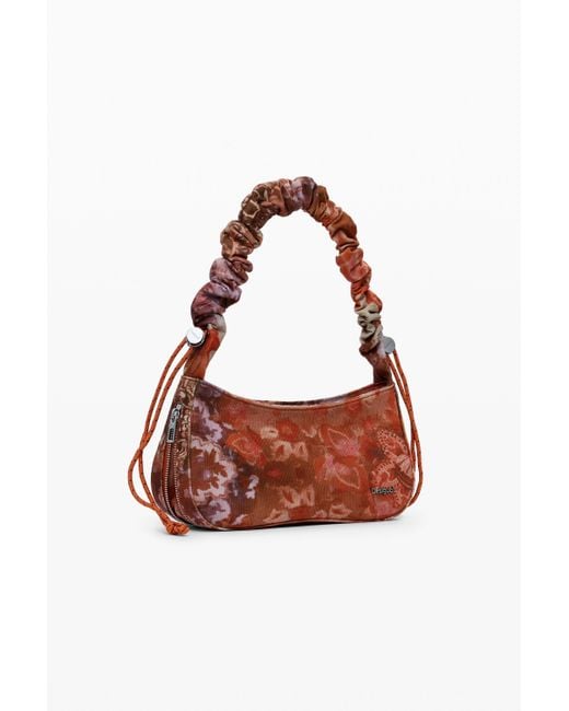Desigual Orange Medium Floral Texture Crossbody Bag
