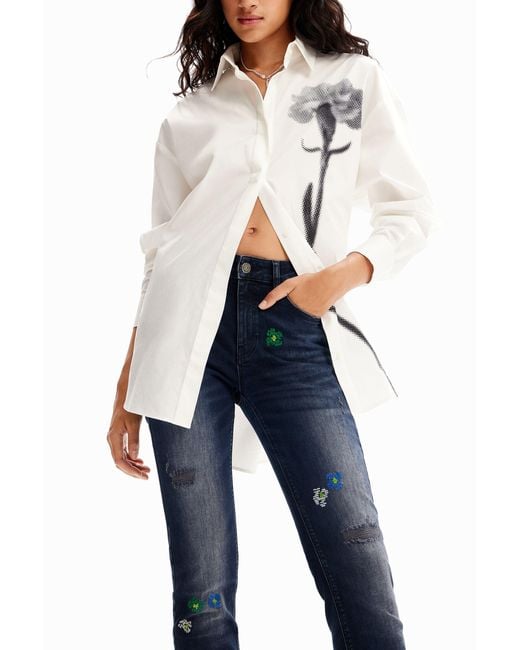 Desigual Blue Embroidered Push-Up Skinny Jeans, Cotton