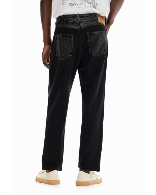 Desigual Black Hybrid Denim Trousers, Cotton for men