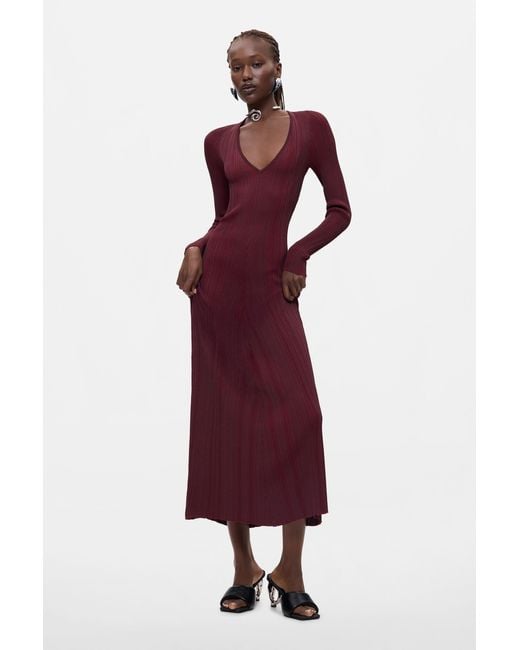 Desigual Purple Long-Sleeved Knit Dress
