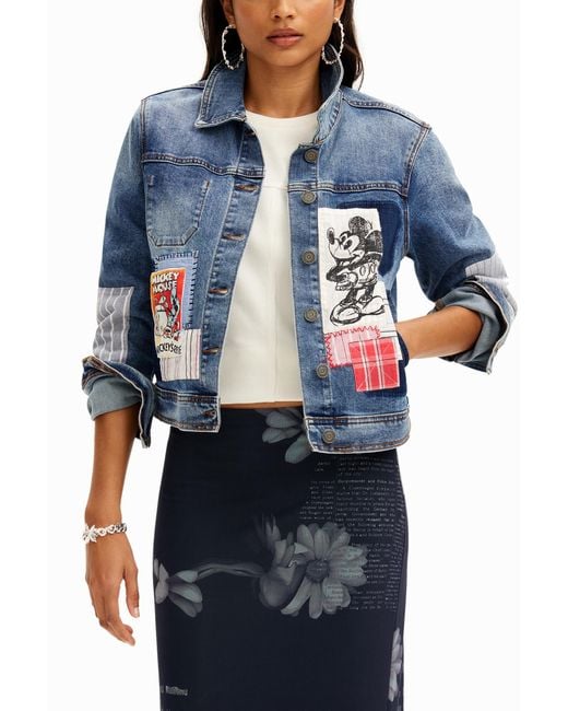 Veste Jean Patchwork Mickey Mouse, Bleu Desigual en coloris Blue