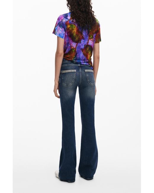 Desigual Red Leaf T-Shirt, Viscose