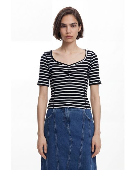 Desigual Blue Striped T-Shirt, Cotton