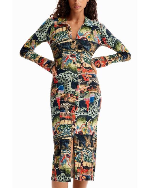 Desigual Brown M. Christian Lacroix Tapestry Midi Dress
