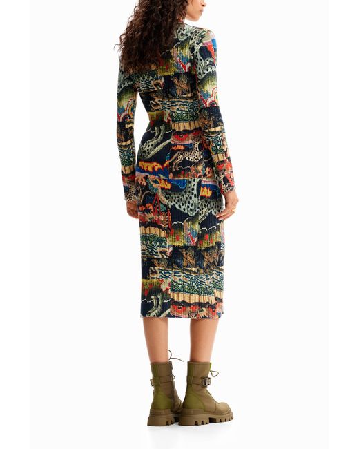 Desigual Brown M. Christian Lacroix Tapestry Midi Dress