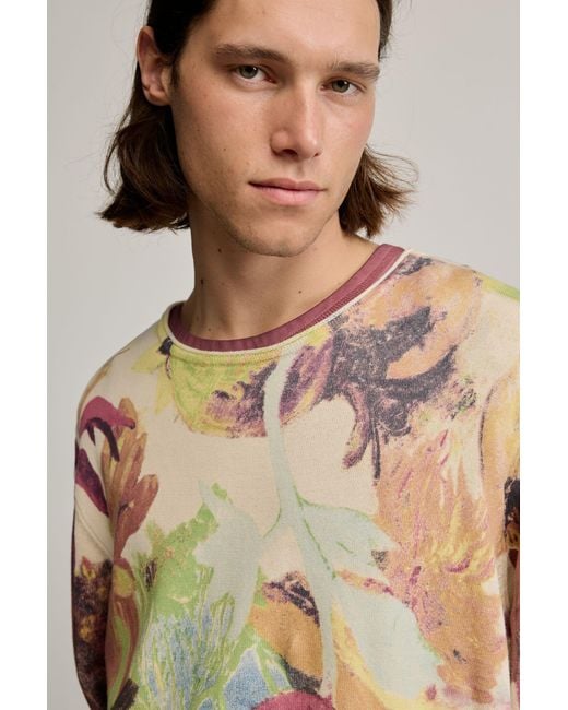 Desigual White Gaugin Printed Sweater, Cotton for men