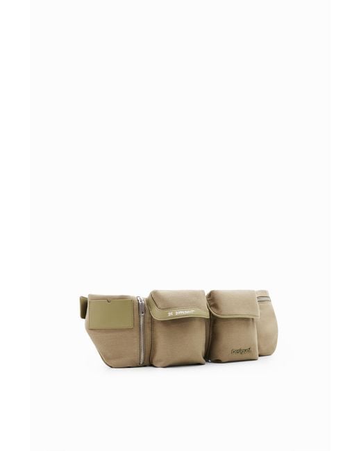 Desigual Green M Canvas Pockets Bum Bag, Cotton