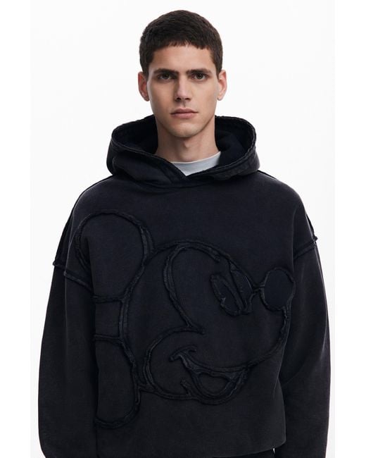 Desigual Black Mickey Mouse Patch Sweatshirt, Cotton for men