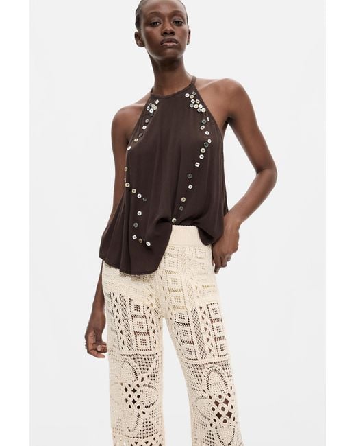 Desigual Metallic Crochet Trousers