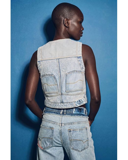 Desigual White Combined Denim Vest