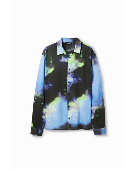 Desigual Fließend Fallendes Langärmliges Hemd in Blue für Herren