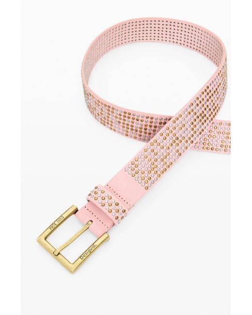 Desigual Pink Studded Leather Belt Masha Popova, Cow Leather