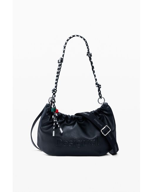 Desigual Black Medium Logo Bag, Polyurethane
