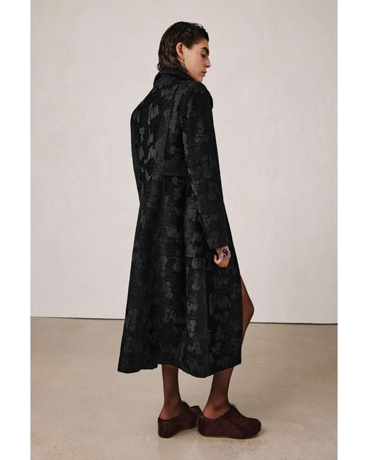 Desigual Black Structured Jacquard Coat Studio