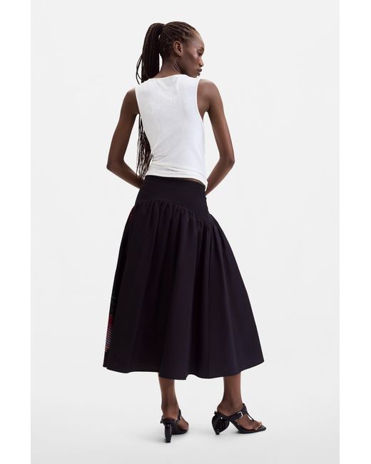 Desigual Blue Pixelated Midi Skirt