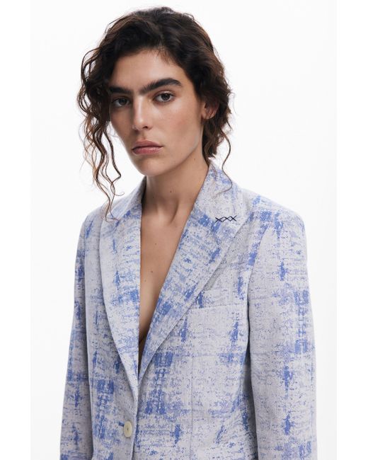Desigual Blue Textured Blazer