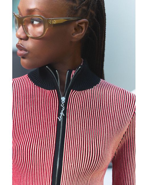 Desigual Gray Ribbed Zip Sweater